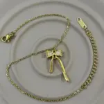 Çelik Gold Taşlı Fiyonk Detaylı İnce Halhal