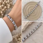 Silver Silindir Form Taşlı Bileklik