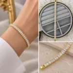 Baget Taşlı Gold Bileklik