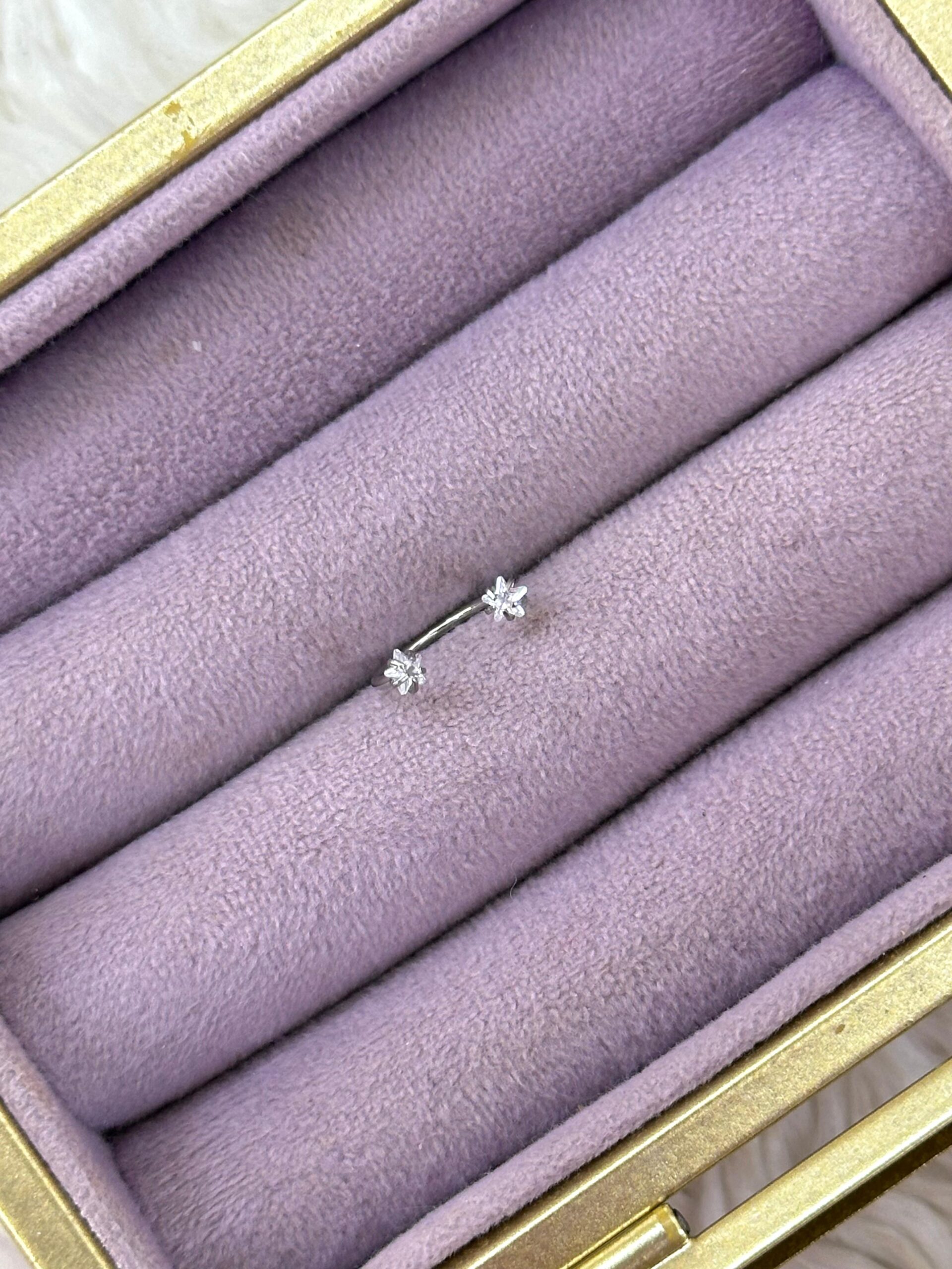 8ff5060c-dccd-4270-98e9-5c3bf0dcad5b.jpg İkiz Çiçek Kavis – Çelik Zirkon Barbell Piercing - Görsel 1