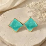 Turkuaz Gold Detaylı Geometrik Küpe - Görsel 2