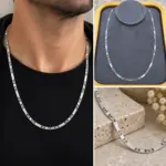 Silver Çizgili Plaka Detaylı Zincir Kolye