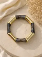 Siyah Gold Detaylı Parçalı Bileklik - Görsel 2