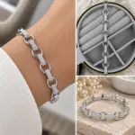 Taşlı Halka Detaylı Silver Bileklik