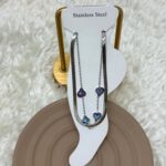 Çelik Mor Kristal Taşlı Kalp Figürlü Halhal