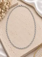 Silver Oval Halka Zincir Kolye - Görsel 2