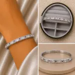 Silver Baget Taş Detaylı Kelepçe Bileklik - Görsel 2
