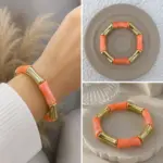 Turuncu gold detaylı parçalı bileklik