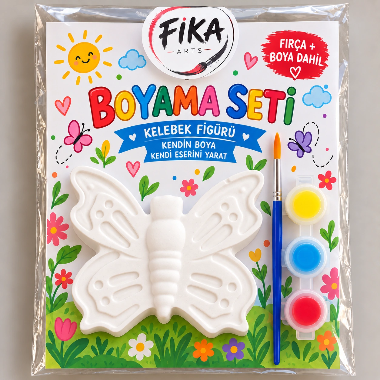 FA-BS-0007 Kelebek Rölyef Boyama Seti - Görsel 1
