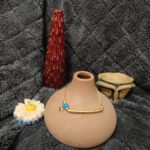 Turkuaz Detaylı Minimal Kolye – Altın Renk