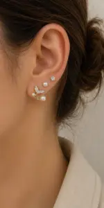 İnci ve Balık Kuyruğu Figürlü 3’lü Küpe Seti