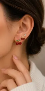 Kiraz Figürlü 3’lü Küpe Seti