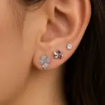 3’lü Silver Renk Yonca Figürlü Küpe Seti