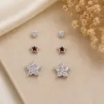 3’lü Silver Renk Tek Taş ve Yıldız Küpe Seti - Görsel 2