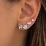 3’lü Silver Kalp Figürlü Taşlı Küpe Seti