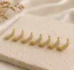3’lü Gold Yoğun Taşlı Halka Küpe Seti - Görsel 2