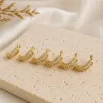 3’lü Farklı Boy Gold Sıra Taşlı Halka Küpe Seti - Görsel 2