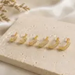 3’lü Farklı Boy Gold Zirkon Taşlı Halka Küpe Seti - Görsel 2