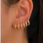 3’lü Farklı Boy Gold Zirkon Taşlı Halka Küpe Seti
