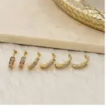 3’lü Farklı Boy Gold Taşlı Halka Küpe Seti - Görsel 2