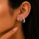 Silver Renk Taşlı ve Halka Model 6’lı Küpe Seti