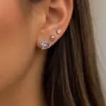 Silver Renk 6'lı Zirkon Taşlı Küpe Seti