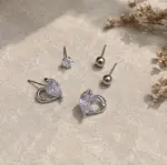 Silver Renk 6'lı Zirkon Taşlı Küpe Seti - Görsel 2