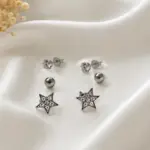 Gümüş Renk Yıldız Figürlü Zirkon Taşlı 6'lı Küpe Seti