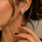 Gümüş Renk Kare Zirkon Taşlı 6'lı Küpe Seti