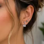 Gümüş Renk Kalp Figürlü Zirkon Taşlı 6'lı Küpe Seti