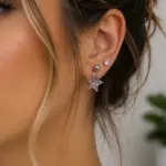 Silver Renk Yıldız Figürlü Zirkon Taşlı 6'lı Küpe Seti