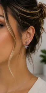 Silver Renk Yıldız Figürlü Zirkon Taşlı 6'lı Küpe Seti