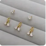 Gold Renk Fiyonk Figürlü Sallantılı Zirkon Taşlı 6'lı Küpe Seti - Görsel 2