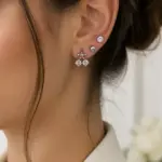 Silver Renk Kiraz Figürlü Zirkon Taşlı 6'lı Küpe Seti