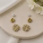 Gold Renk Geometrik Desenli Zirkon Taşlı 6'lı Küpe Seti - Görsel 2