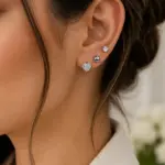 Silver Renk Kalp Figürlü Zirkon Taşlı 6'lı Küpe Seti