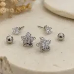 Silver Renk Yıldız Figürlü Zirkon Taşlı 6'lı Küpe Seti - Görsel 2