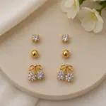 Gold Renk Kiraz Figürlü Zirkon Taşlı 6'lı Küpe Seti - Görsel 2