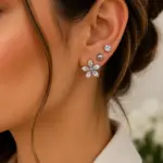 Silver Renk Kar Tanesi Figürlü Zirkon Taşlı 6'lı Küpe Seti