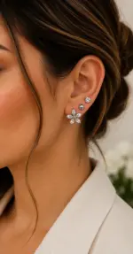 Silver Renk Kar Tanesi Figürlü Zirkon Taşlı 6'lı Küpe Seti