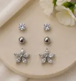 Silver Renk Kar Tanesi Figürlü Zirkon Taşlı 6'lı Küpe Seti - Görsel 2