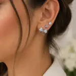 Silver Renk Fiyonk Figürlü Zirkon Taşlı 6'lı Küpe Seti