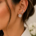Silver Renk Kar Tanesi Figürlü Zirkon Taşlı 6'lı Küpe Seti