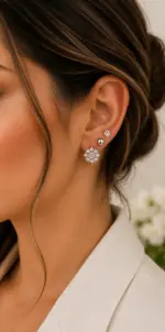 Silver Renk Kar Tanesi Figürlü Zirkon Taşlı 6'lı Küpe Seti