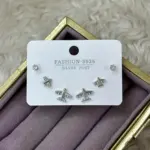Zirkon Taşlı Uçak Figürlü Mini Küpe Seti – Silver