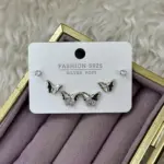 Zirkon Taşlı Kelebek Figürlü Mini Küpe Seti – Silver
