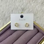 Zirkon Taşlı Oval Form Altın Renk Mini Küpe