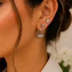 Silver Renk Taç Figürlü Zirkon Taşlı 6'lı Küpe Seti