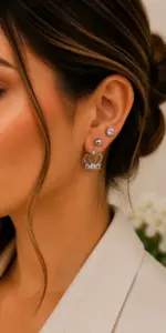 Silver Renk Taç Figürlü Zirkon Taşlı 6'lı Küpe Seti