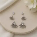 Silver Renk Gezegen Figürlü Zirkon Taşlı 6'lı Küpe Seti - Görsel 2